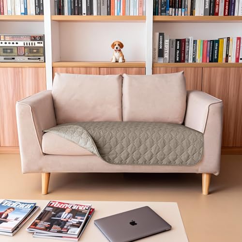 Image of gogobunny 100% Double Sided Waterproof Dog Blanket Soft Pet Bed Cover Reversible Protect Furniture Couch Sofa Car for Puppy Cat Kids (Dark Stone /Light Stone, 32x53 Inch (Pack of 1))