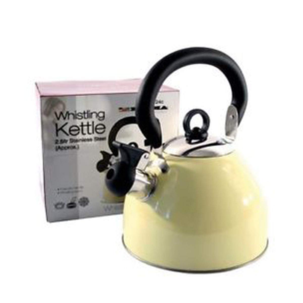 2.5 Litre Whistling Kettle - Cream with folding handle