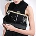 Vintage Kiss Lock Handbags Shiny Patent Leather Evening Clutch Purse Tote Bags with Chain Strap (Black)