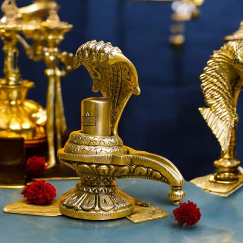Image of SHANTI Brass Shivling for Home Puja, Shiva Lingam for Temple, Office Desk, Gift & Decor (SL2181)