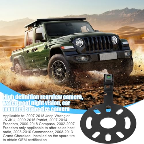 Image of HZEL Car Spare Tire Backup Camera, Waterproof Auto Rear View Reverse Camera with Wire Adapter, Vehicle Accessories, Compatible with 2007-2018 Wrangler 2009-2015 Patriot 2007-2014 Freedom