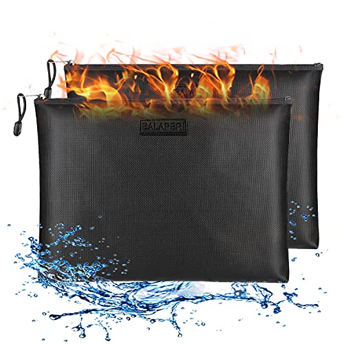 Fireproof Document Bags (2Pack), 13.4â€x 9.8â€Water-Resistant and Fireproof Money Bag, Safe Storage Organizer Pouch with Zipper for A4 A5 Document Holder,File,Cash,Passport,Jewelry,Tablet