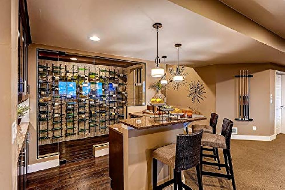 W Series Luxe Wine Rack 5 Wall Mounted Metal Bottle Storage, Stylish Modern Wine Storage with Label-Forward Design (30 Bottles, Matte Black)