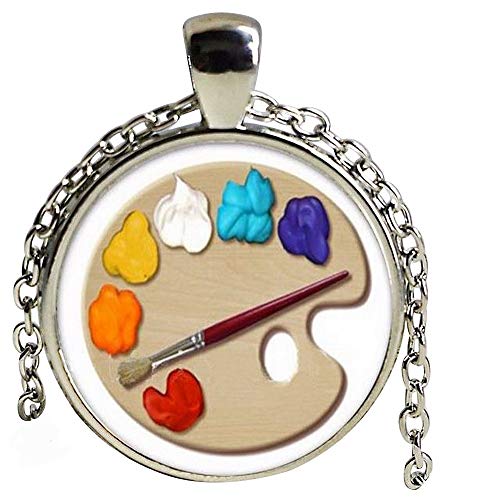 Preisvergleich Produktbild Unbekannt Générique Halskette mit Anhänger Palette und Malpinsel, Kette versilbert