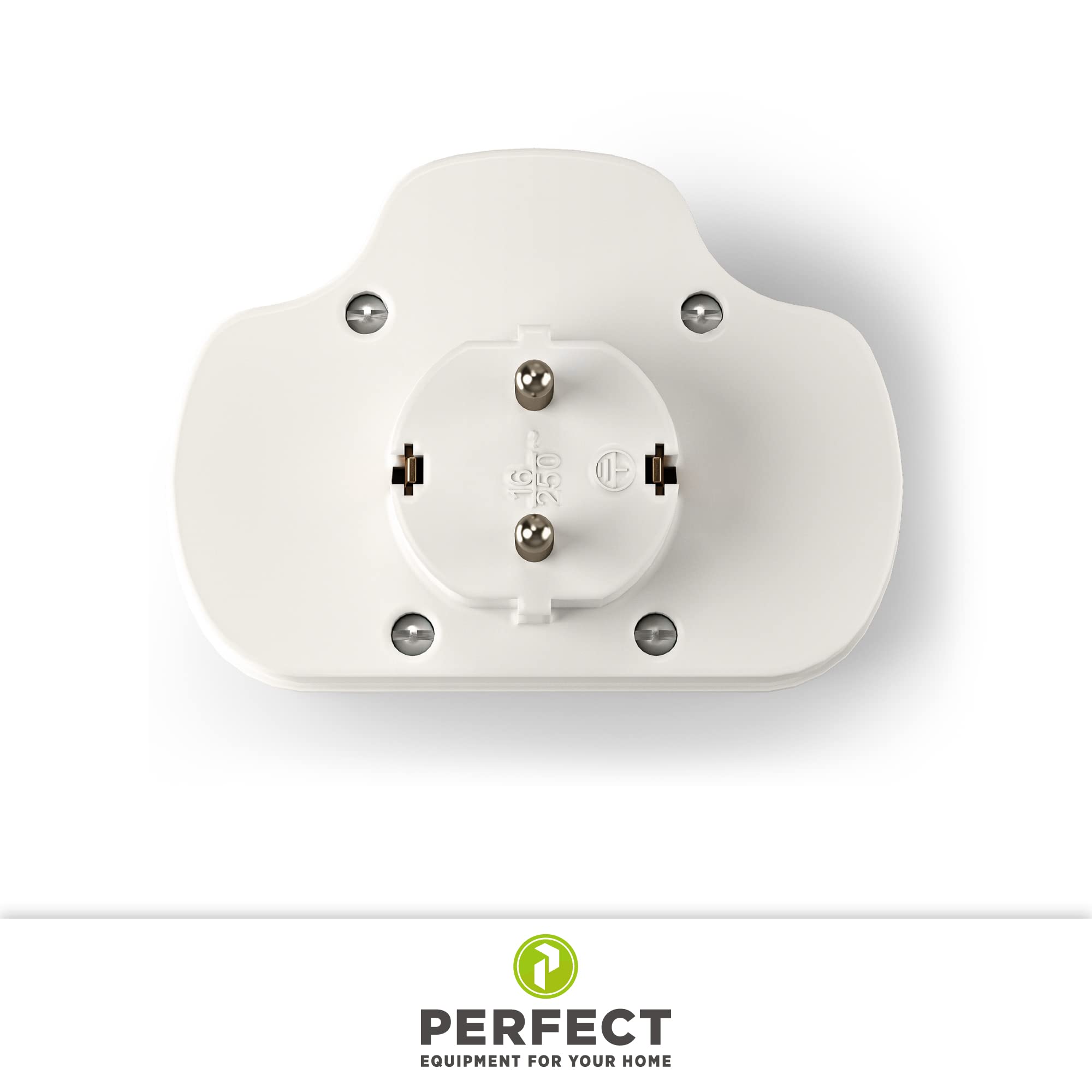 Wielokrotne gniazdko z włącznikiem/wyłącznikiem, 1 x gniazdo Schuko 16 A / 250 V AC, 2 x gniazdo Euro 2,5 A / 250 V AC, 3680 W, białe
