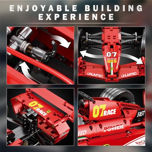 Image of Reobrix F1 Cars Building Sets for Adults, Technical Formula 1 Model Car Kits, 1:8 Scale Race Car Model Display for Home or Office Decor (883PCS,Static Version)