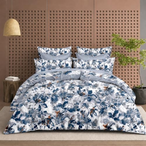 Image of DECOR2ADMIRE Premium Cotton Bedsheet Double King Size 90x100 Inches, 300 TC Soft Breathable Printed Bed Sheet with 2 Pillow Covers (White Multicolor, Double 90 inch x 100 inch)