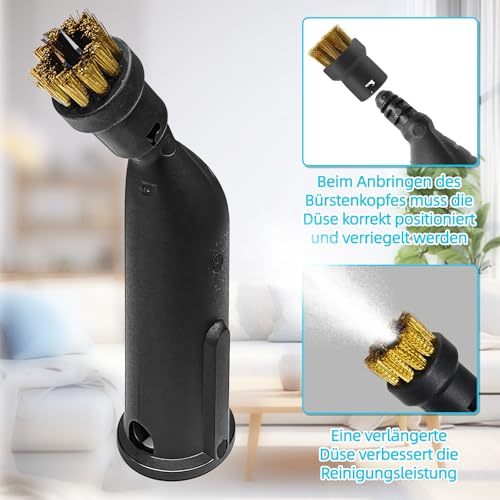10 Stück Zubehör für Kärcher Dampfreinige - Speziell mit SC1, SC2, SC3, SC4, SC5, Profi Handdüse Ersatzteile Set inkl Kupfer Messerbürste Dichtungsring Düse - Schnellwechselbarkeit Erreichen