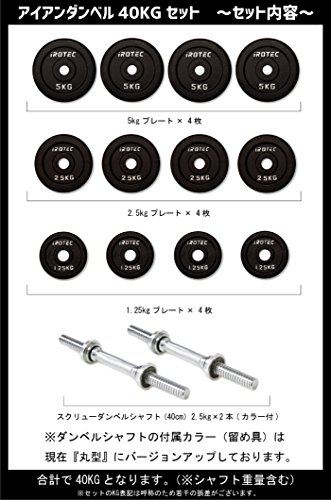 IROTEC(アイロテック) アイアン ダンベル 40KGセット （片手