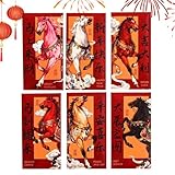 Sobres Rojos | 2026 Año Del Caballo Lote Festivo Grueso 6 Piezas - Lotería Para Año Nuevo Lunar - Para Regalos en Cumpleaños Navidad Bodas y Fiestas