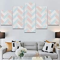 SIGNWIN 5 Panel Canvas Wall Art Modern Art Contemporary Dramatic Geometric Mixed Media Multicolor Patterns for Home Decorations Ready to Hang - 60