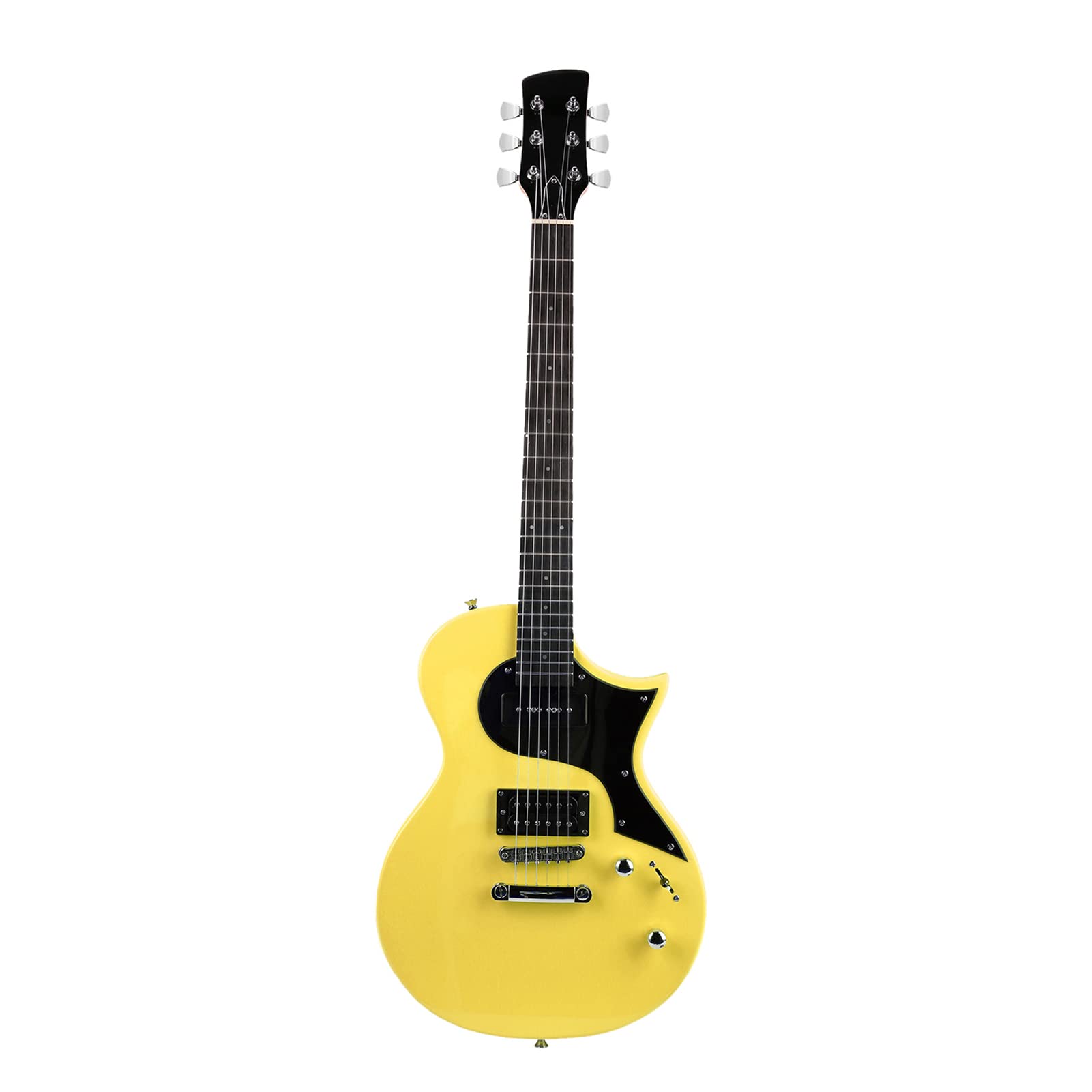 Electric Guitar Beginner Guitar 40.2 Inch Solid Poplar Body Maple Neck Laurel Fingerboard HH Pickups Les Paul Style with Gig Bag Tuner Capo (Color Options) (Yellow)