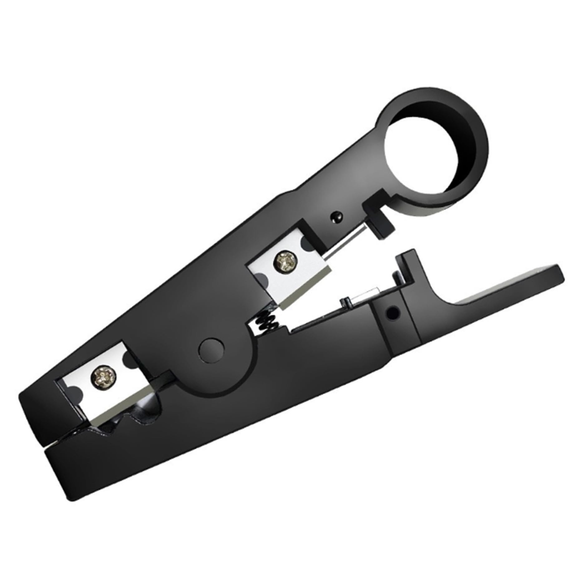 Adjustable Coaxial Cable Stripper Multi-Function Wire Stripper for Rg59 Rg6 Rg7 Rg11, Utp STP Network and Phone Cables, Black