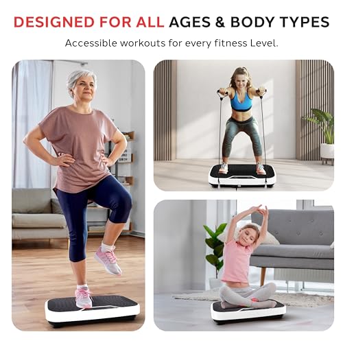 Image of Hurtle Fitness Vibration Platform Machine - Home Gym Whole Body Shaker Exercise Machine Workout Trainer Fast Weight Loss w /Resistance Bands Easy Carry Wheel Remote Adjustable Speed