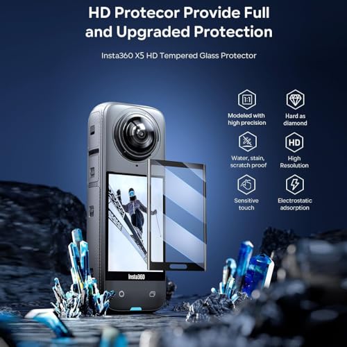 Image of Action Pro Tempered Glass Screen Protector Compatible with Insta360 X5 | 9H Hardness, Scratch Resistant, Bubble-Free Installation | Ultra Clear Protection (Pack of 1)
