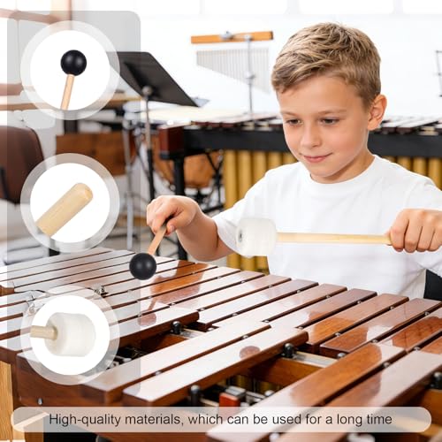 Meeynn Drum Mallets Kit – 4 Pairs (Felt Timpani, Rubber, Marimba, 5A Drumsticks), Percussion Instrument Beginner Accessories for Steel Drum, Bass Drum, Glockenspiel, Xylophone Mallet - Thumbnail 3