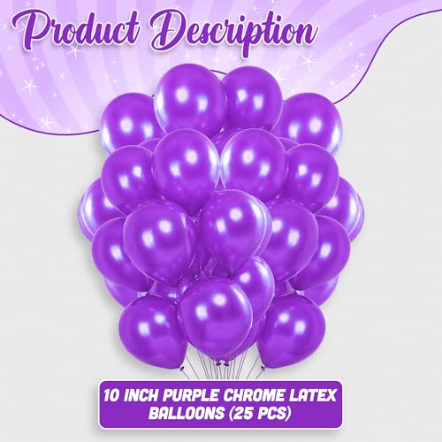 Image of Party Propz Purple Balloons For Decoration - 25 Pcs Purple Balloons for Birthday Decoration Items | Balloons for Birthday | purple birthday decoration kit | Purple Theme Birthday Decorations (latex)