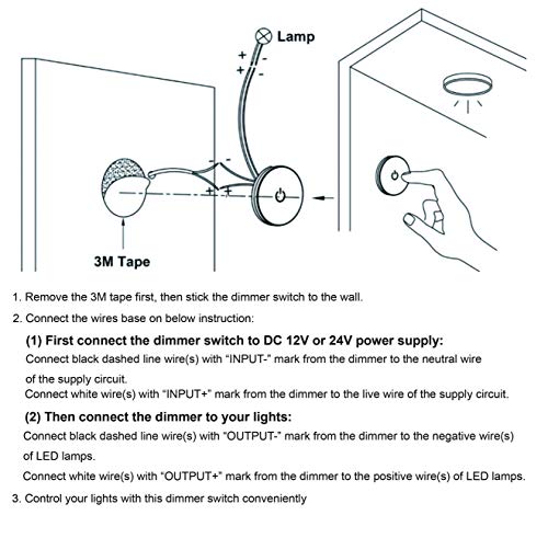image for Facon Panel Touch Dimmer Switch, 12Volt / 24Volt DC, Use with LED Ligh