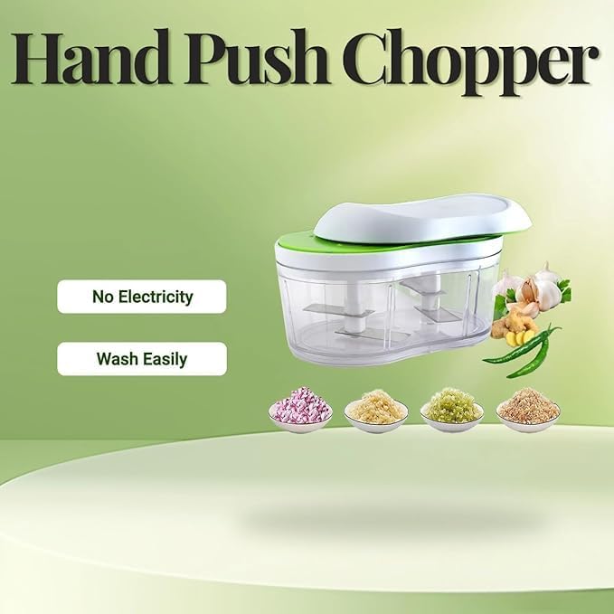 Image of CRFTYVIBE Hand Push Chopper for Vegetables & Fruits | Manual Food Chopper | Onion Cutter, Garlic Crusher, Salad Maker | BPA Free Plastic | Kitchen Tool (Multicolor (Assorted Color), 900ml)