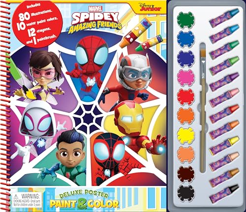Marvel Spidey and his Amazing Friends Deluxe Poster Paint & Color - Coloring Book for kids, 80...