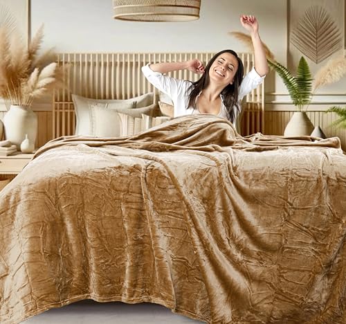 Image of ABRAZO AC Blanket | 300 GSM Lightweight Super Soft Cozy for Bed, Sofa, Couch, Travel & AC Room | Single Bed 160x220 cm | Solid Color | Breathable All-Season Comfort