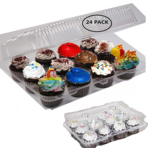 Cupcake-Behälter mit 12 Fächern und Scharnierdeckel, transparent, Fächer, aus Kunststoff, Einwegartikel, Mulden, Cupcake-Behälter, Cupcake-Schachteln, Einwegboxen, 24 Stück Cover