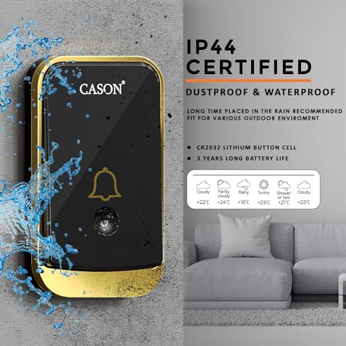 Image of CASON - Wireless Door Bell for Home Long Range /Door Bell wireless For Home /Wireless Calling Bell,Remote Bell With Socket Plug In type, up to 1000ft Range with 45 Chimes (1 Remote 1 Receiver, Black)