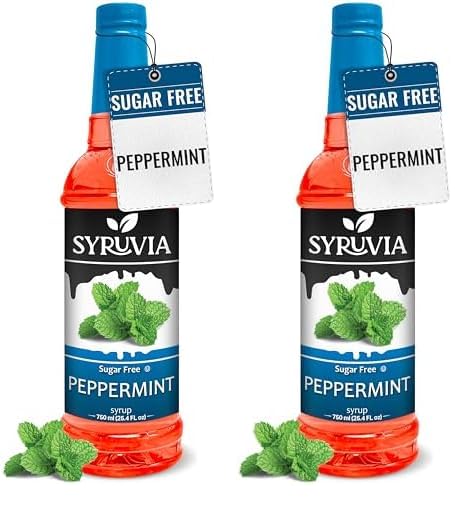Syruvia Sugar Free Peppermint Syrup for Coffee 25.4 fl oz (Pack of 2)