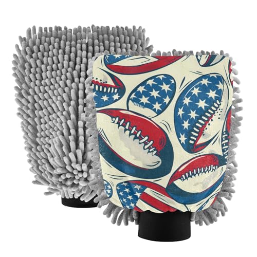 IOACIY Absorbent Microfiber Car Wash Drying Mitts, 2 Pack, Scratch-Free & Lint-Free, Rich Foam, Highly Absorbent, Double Sided, Wash Mitt Perfect for Car Washing, L, Football (17)