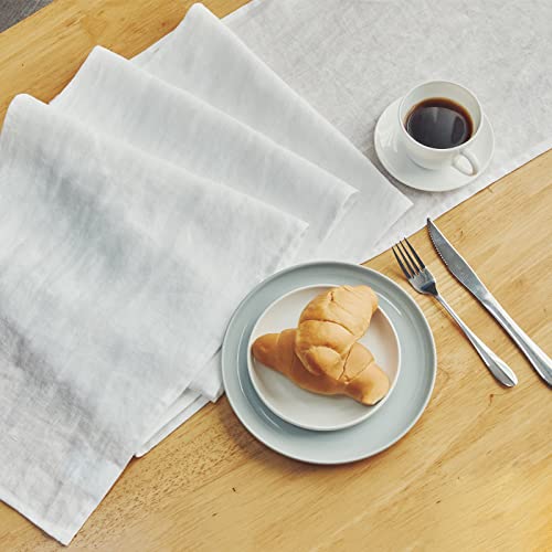 Cussiou Linen Table Runner 14 X 108 Inches – White, 100% Pure Linen Table Runner Washable French Flax For Spring, Dining Table, Buffet Parties And Camping, Holiday Kitchen Dining Table Decoration #TOP5