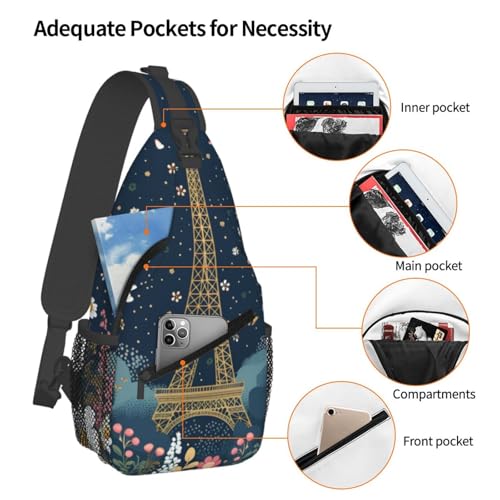 Bolso bandolera Paris Tower Flower para mujer y hombre miniatura 4