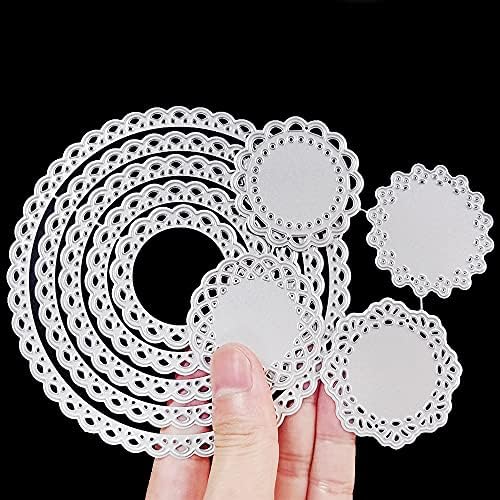 2 Set Flower Dies for Card Making, FineGood 9 PCS Metal Cutting Dies Circle Lace Die Cuts DIY Craft Die Cutters for Card Making Scrapbooking Album