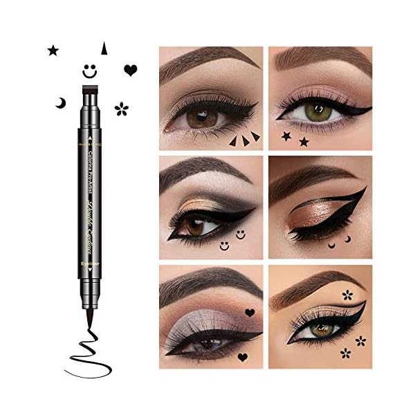 LOKFAR-6-Pcs-Double-headed-Liquid-Eyeliner-Stamp-Pen-Set-Eye-Liners-for-Women-Waterproof-Eyeliner-Pencil-Black-Eye-liner-Stencils-Long-Lasting-Tattoo-Makeup-Triangle-Star-Moon-Heart-Flower-Smiley LOKFAR 6 Pcs Double-Side Liquid Eyeliner Stamp Pen Set, Eye Liners for Women Waterproof Eyeliner Pencil Black Eye-liner Stencils Long-Lasting Tattoo Makeup-Triangle,Star,Moon,Heart,Flower,Smiley