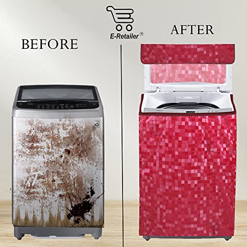 Image of Polyester Washing Machine Top Load Cover with Zipper Waterproof & Dustproof Washable Protector for 5kg-8kg Capacity (Red, 23x23x35 Inch)