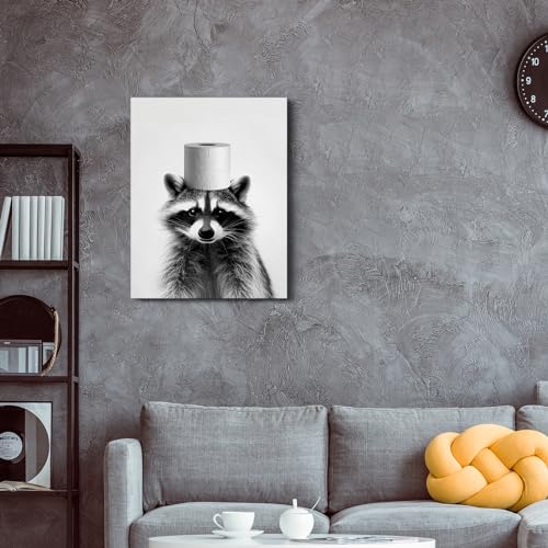 JBER Canvas Painting Wall Art Poster, home decor, suitable for bathroom decor space personalized decoration,(Raccoon, 40×30cm) - Image 3