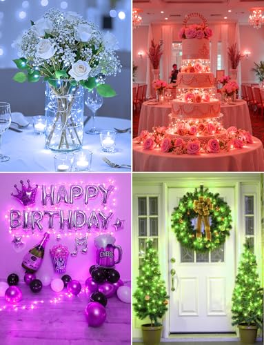 Image of Brightown 12 Pack Multi Color Led Fairy Lights Battery Operated String Lights Waterproof Silver Wire 7 Feet 20 Led Firefly Starry Moon Lights for DIY Wedding Party Bedroom Patio Christmas