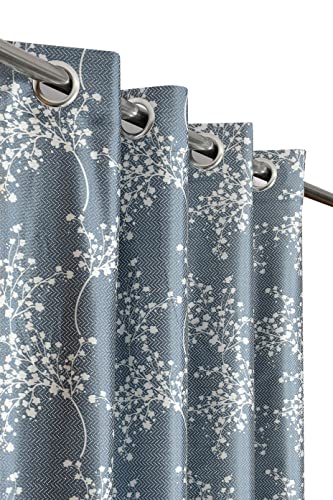 GOYCORS Flower Printed Polyester Window Curtains 5 feet Long Set of 2 Curtain, (Grey 4 feet x 5 feet)