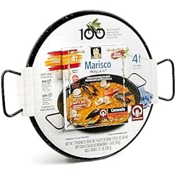 Tamaños Paellas Y Raciones Carmencita - Paella Kit Marisco, Paellera 32 cm | Preparado para paella | Incluye paellera e ingredientes paella SIN GLUTEN | Paellera apta para inducción, vitrocerámica, eléctrica y gas| 4 Raciones