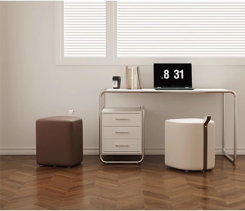 Makeup Stool Dresser Chair for Girls Bedroom Light Luxury Shoe Bench and Foot Stool Scandinavian Small Square Short Chair in Blue Color.