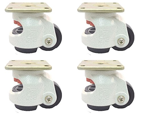 Set of 4, 3" Leveling Caster, Square Top Plate, Nylon Wheel, 2200 lbs (3P80F4)