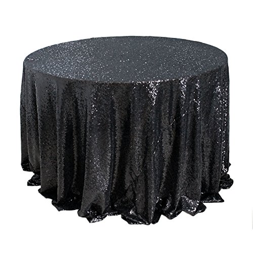 TRLYC 120" Round High Quailth Sparkly Black Table Cloth Sequin Tablecloth Weeding Party Decor TRLYC 120" Round High Quailth Sparkly Black Table Cloth Sequin Tablecloth Weeding Party Decor