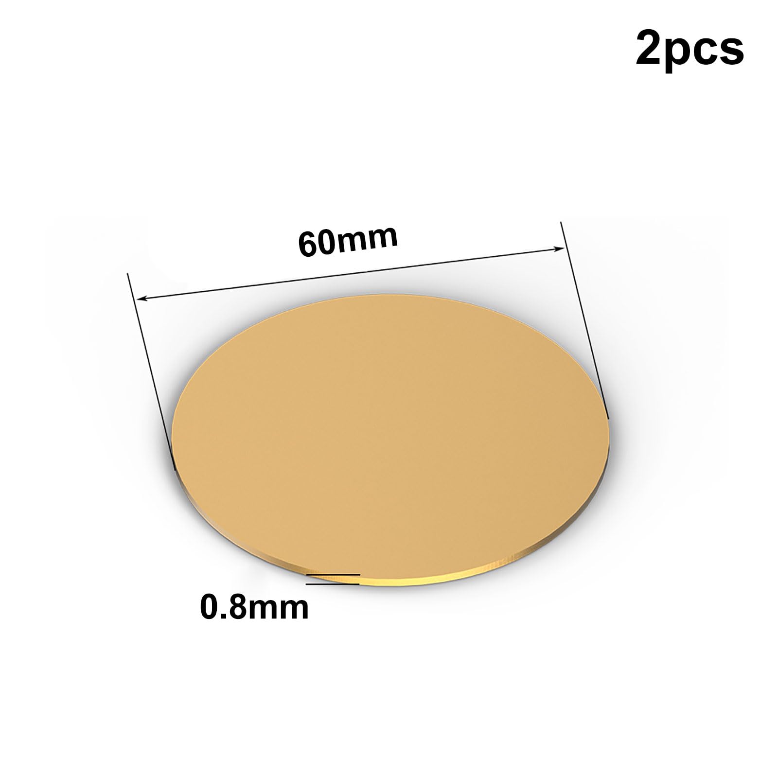COYOUCO Brass Disc Round Plate Sheet,H62 Copper Alloy Solid Circle,Thickness 0.8Mm,50-80Mm Diameter,1Pcs,60mm