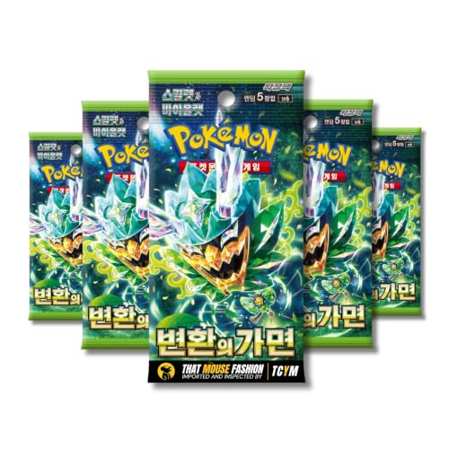 Twilight Masquerade Mask of Change Korean 5 Booster Packs | TCYM Authenticated | Korean Pokemon Cards | Pokemon Twilight Masquerade Booster Packs | Pokémon Scarlet and Violet | That Mouse Fashion