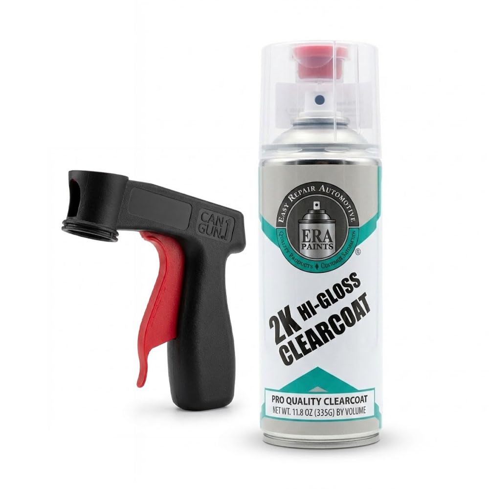 ERA Paints 2K High-Gloss Clear Coat Aerosol with Spray Gun | Catalyst-Activated, UV & Chemical Resistant, Long-Lasting Gloss | 11.8 oz Spray Can with Premium Fan Nozzle | Made in USA (1-Pack)