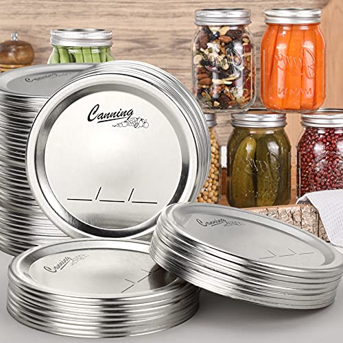 48-Count, Regular Mouth Canning Lids for Ball, Kerr Jars - Split-Type Metal Mason Jar Lids for Canning - Food Grade Material, 100% Fit & Airtight for Regular Mouth Jars - PATENT PENDING