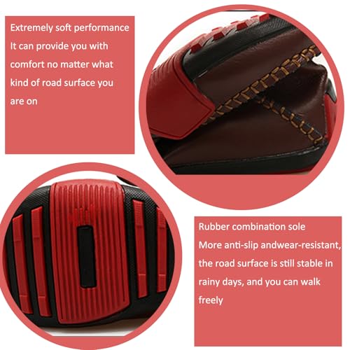 Men's Leather Flat Casual Driving Loafers with Side Laces Comfort Classic Round Toe Non-Slip Business Moccasin Walking Boat Shoes for Work Outdoor3