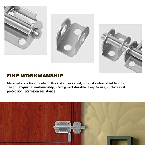 Wkmamo 2 Pcs Sliding Door Lock Stainless Steel,Latch Sliding Door Lock,Door Security Slide Latch Lock,Door Bolts Lock Latch for Bathroom Pet Doors Fences Shed Doors (2 - Image 4