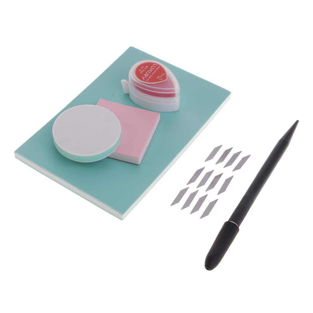 GlobalNiche® 1 Set DIY Rubber Stamp Carving Block Kit with Ink Pad Cutter Blades Tools