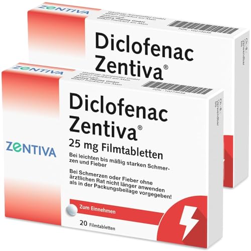 Diclofenac Zentiva 25 mg - 2x 20 St Schnell wirksame Schmerztabletten fiebersenkende und entzündungshemmende Wirkung