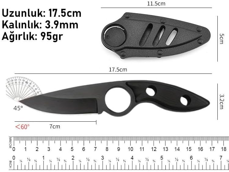 Valkyrie 3CR14MOV Kılıflı Paslanmaz Çelik Parmak Delikli Outdoor Kamp Bıçağı – 17.5 cm Kompakt Gövde - Görsel 2
